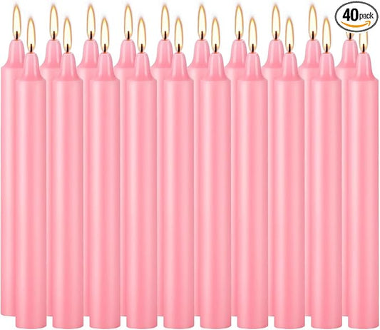 Set of 40 Pink Candles ??Spell Chime Candles for Valentine's Day,Wedding,Rituals, Prayer