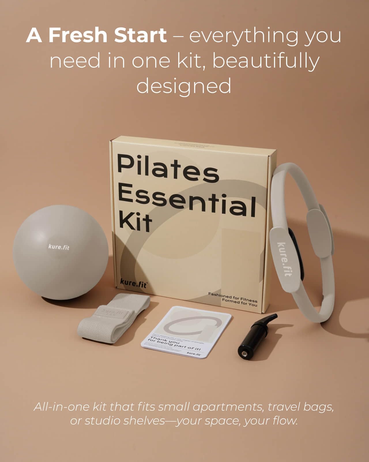 kure.fit Pilates Kit | Home Pilates Equipment | Workout Accessories & Guide