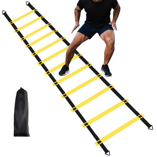 RUBY.Q 12 Rungs Agility Ladder Set, 20ft Speed Training Ladder with Steel Stakes and Carry Bag for