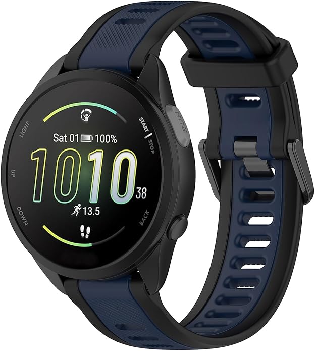 Compatible with Garmin Forerunner 165 Watch Band, 20mm Width Silicone Replacement Bands for Garmin Vivoactive 3 / Vivoactive 5 / Forerunner 55, 245, 645 Music Smartwatch