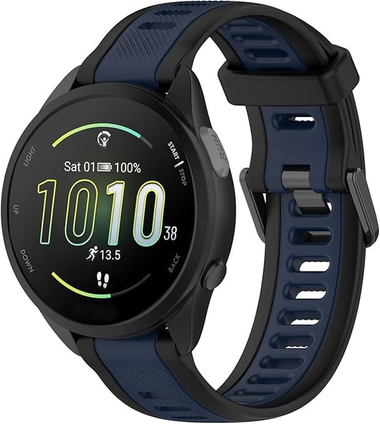 Compatible with Garmin Forerunner 165 Watch Band, 20mm Width Silicone Replacement Bands for Garmin Vivoactive 3 / Vivoactive 5 / Forerunner 55, 245, 645 Music Smartwatch