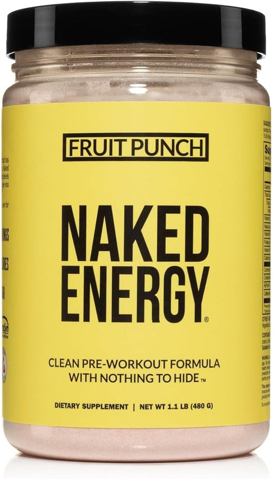NAKED Fruit Punch Energy - Clean Pre Workout Supplement for Men and Women, Vegan Friendly, No Added