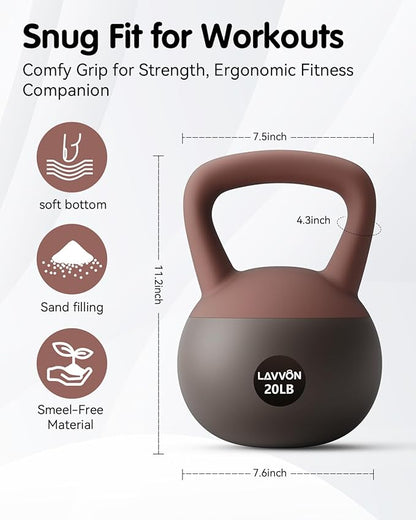 Soft Kettlebell - Cushioned Impact-Resistant Base and Anti-Slip, Kettle bell Anti-Slip Grip Weight for Home Workouts, Safe Strength Training Kettlebells Sets for Women & Men, With Non-slip Gloves