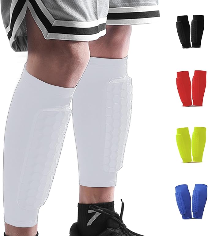 Soccer Shin Guards Shin Pads for Kids Youth Adult, Calf Compression Sleeve with Honeycomb Pads, Support for Shin Splint Baseball Boxing Kickboxing MTB