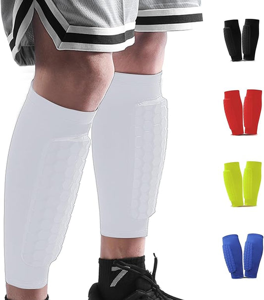 Soccer Shin Guards Shin Pads for Kids Youth Adult, Calf Compression Sleeve with Honeycomb Pads, Support for Shin Splint Baseball Boxing Kickboxing MTB