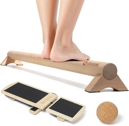 Versatile 40 Inch Beech Wood Balance Beam for Home Use - Enhance Balance, Ankle Strengthener Foot Exerciser for Sprained, Physical Therapy Purposes for Plantar Fasciitis Relief