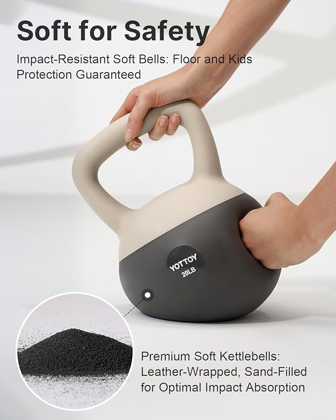 YOTTOY Soft Kettlebell, Set for Strength Training Kettlebells & Home Workouts, Soft-Sided Cushioned Base, Wide-Handle - Ideal for Men, Women, & Beginners