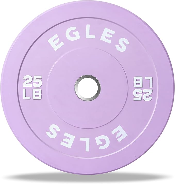 EGLES Vibrant Colorful Olympic Weight Plates, Rubber Barbell Plates, 2-inch Standard Virgin Rubber Bumper Plate 10 15 25 35 45LB for Home Gym Weightlifting, Strength Training, Fit Workouts