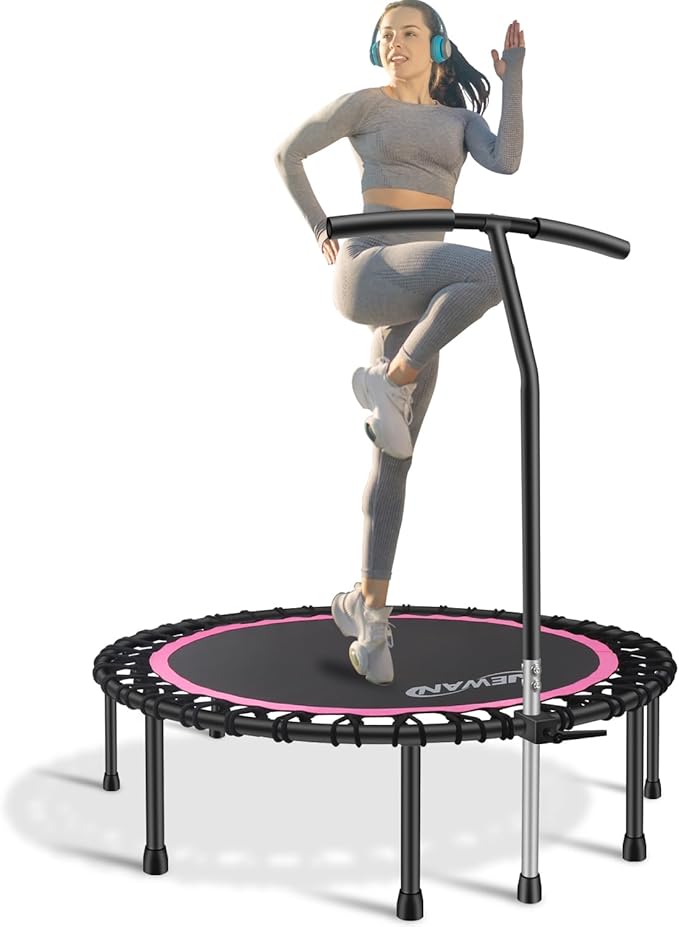 Newan 40"-48" Silent Mini Trampoline Fitness Trampoline Bungee Rebounder Jumping Cardio Trainer Workout for Adults-Max Limit 330lbs