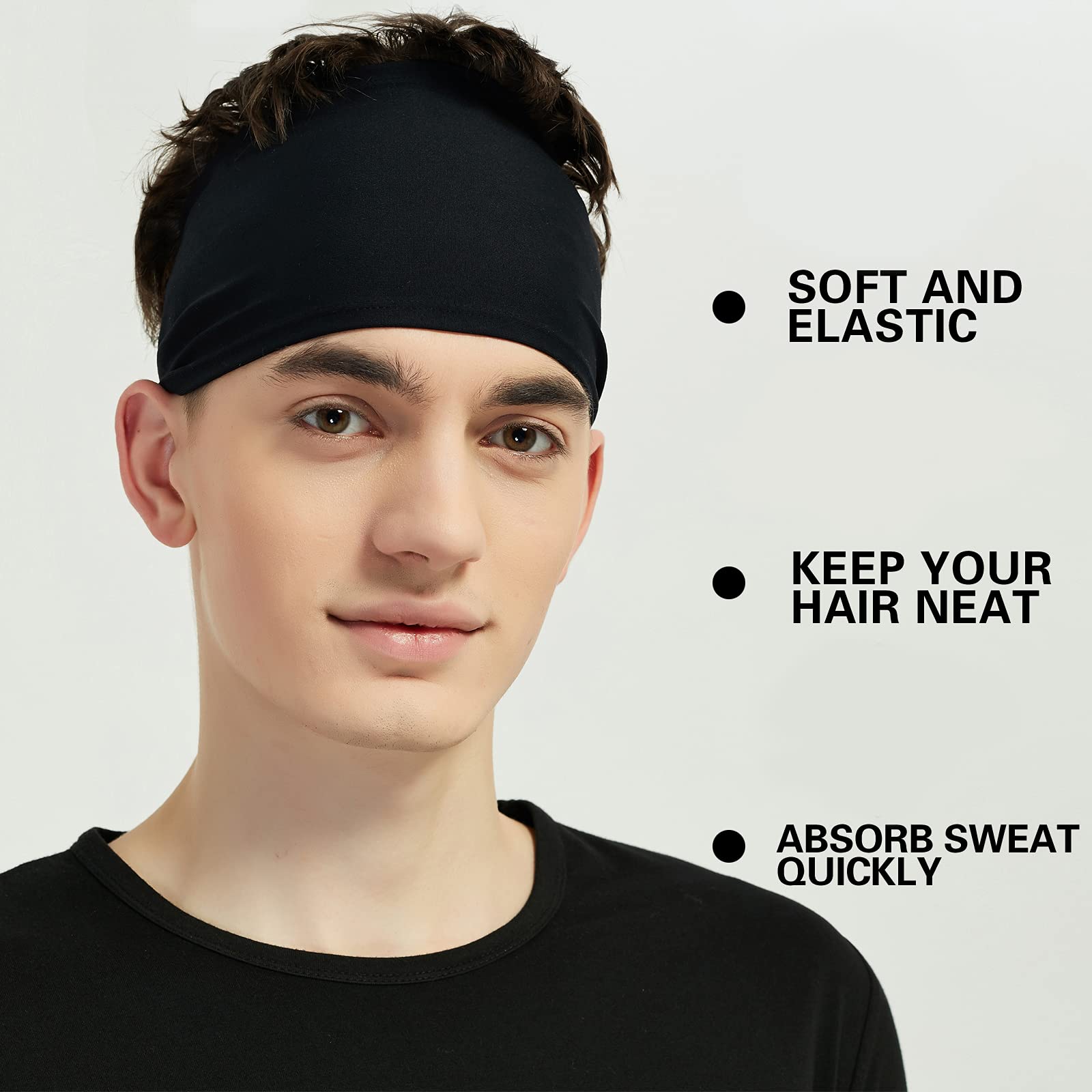 Pilamor Sports Headbands for Men 5 Pack,Sweatbands for Men Workout,Running