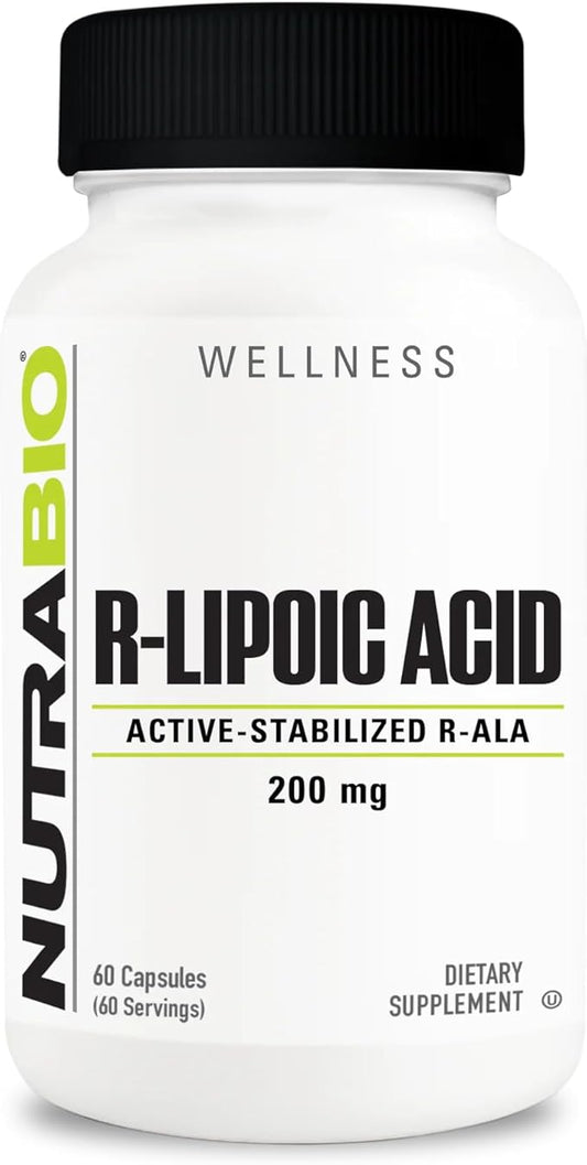 NutraBio R-Lipoic Acid Supplement, 200mg ?“Active Stabilized R-ALA Supplement- Optimized Alpha