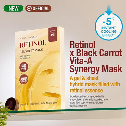 GOODAL Retinol + Black Carrot Gel Sheet Mask ??Intensive Hydration & Pore-Lifting, Cooling, Skin-Firming Facial Mask [1EA]