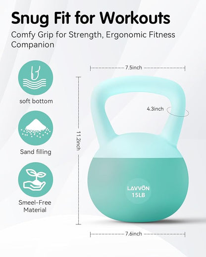 Soft Kettlebell - Cushioned Impact-Resistant Base and Anti-Slip, Kettle bell Anti-Slip Grip Weight for Home Workouts, Safe Strength Training Kettlebells Sets for Women & Men, With Non-slip Gloves