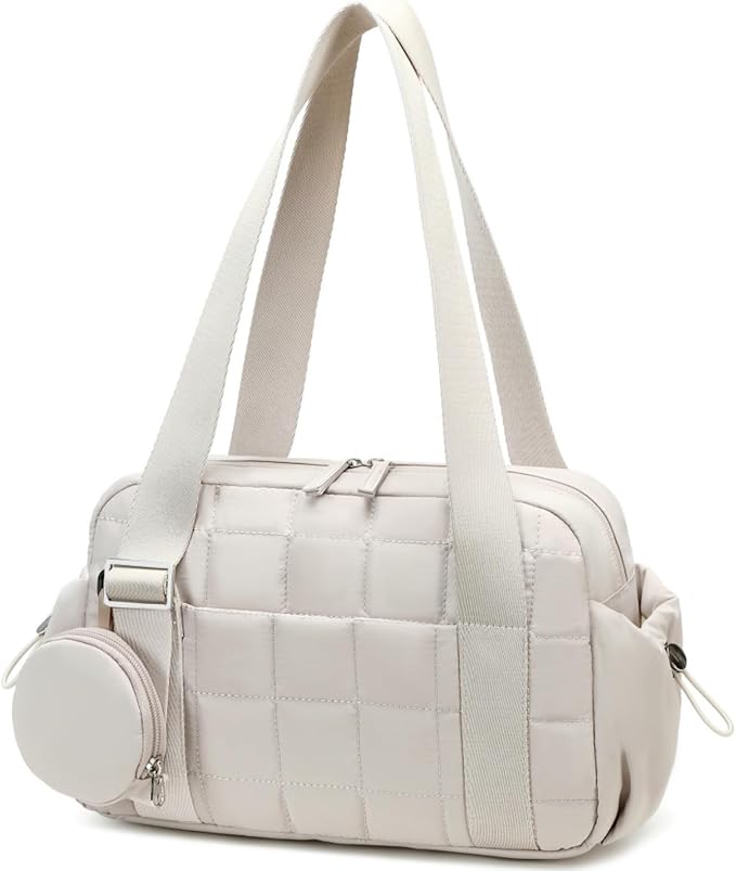 CAMTOP Mini Gym Bag for Women, Small Gym Tote Bag Puffy Quilted Sports Duffel Bag with Wet Compartment and Coin Purse Duffel Bags Dance Yoga Workout Bag