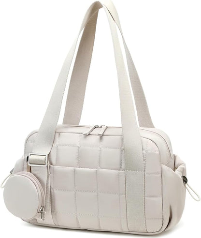 CAMTOP Mini Gym Bag for Women, Small Gym Tote Bag Puffy Quilted Sports Duffel Bag with Wet Compartment and Coin Purse Duffel Bags Dance Yoga Workout Bag