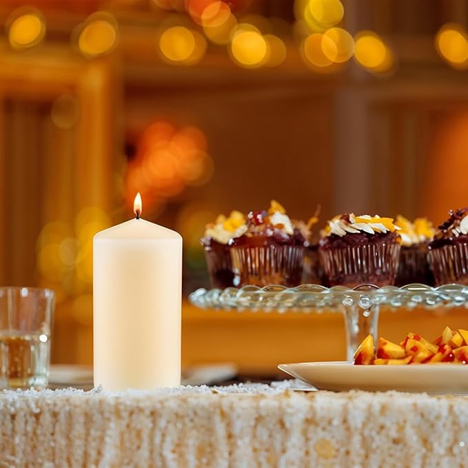 3×6 Ivory Pillar Candles Set of 6 Unscented Handpoured Weddings, Home Decoration, Restaurants, Spa, Church Smokeless Cotton Wick - Ivory 450 Hour