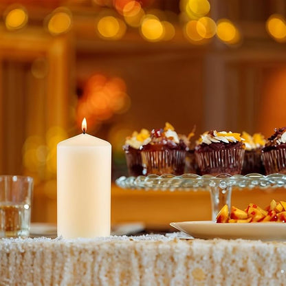 3×6 Ivory Pillar Candles Set of 6 Unscented Handpoured Weddings, Home Decoration, Restaurants, Spa, Church Smokeless Cotton Wick - Ivory 450 Hour