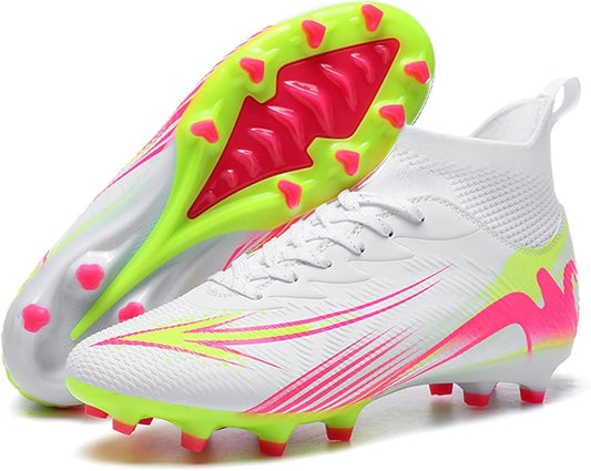 Men's High Top Soccer Shoes FG Long Spikes Adult Football Shoes Lightweight Professional Athletic