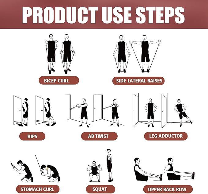 WHATAFIT Resistance Bands, Exercise Bands，Resistance Bands for Working Out, Work Out Bands with Handles for Men and Women Fitness, Strength Training Home Gym Equipment