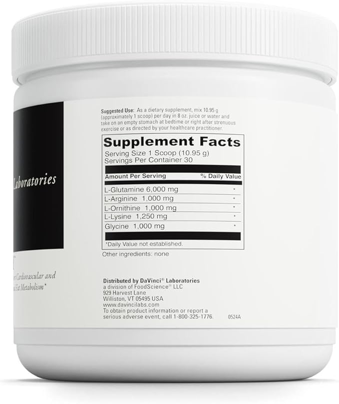 DAVINCI Labs Maxi-HGH - Amino Acid Supplement to Support Cardiovascular System, Muscle Recovery, Human Growth Hormone Release and Fat Metabolism* - Gluten-Free - Vegetarian - 328.5 g Powder