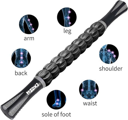 Muscle Roller Stick for Athletes - Deep Tissue Fascia Blaster & Roller Massager for Myofascial Pain Relief - Handheld Physical Therapy & Recovery Tool(Gray black-18 inch)