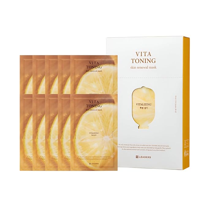 LEADERS Vita Toning Skin Renewal Mask ??Nourishing & Revitalizing Sheet Mask for Healthy Skin | Soft, Breathable, & Skin Friendly Face Mask ??10 Sheets