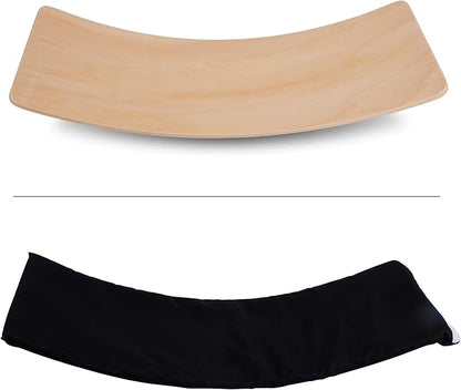 Glintoper 27.5-Inch Wooden Wobble Balance Board - Kid-Friendly Yoga and Body Training Toy