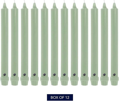 Colonial Candle Unscented Taper Candle, Classic Collection, Colonial Classic Green, 10 In, Pack of 12 - Up to 8 Hours Burn