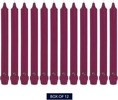 Colonial Candle Unscented Taper Candle, Classic Collection, Mulberry, 10 In, Pack of 12 - Up to 8 Hours Burn