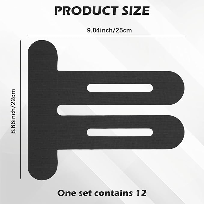 12 Pcs Precut Kinesiology Tape for Knees，Knee Tape for Knee Pain Relief Pre Cut，Waterproof, Breathable, Hypoallergenic Athletic Tape for Support and Protection (Black)