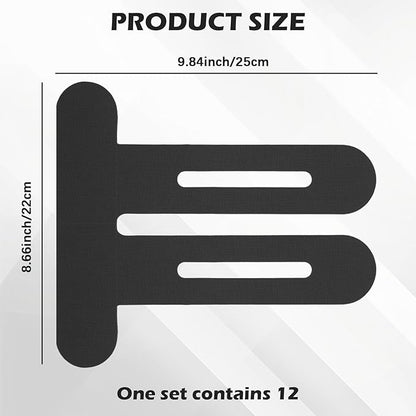 12 Pcs Precut Kinesiology Tape for Knees，Knee Tape for Knee Pain Relief Pre Cut，Waterproof, Breathable, Hypoallergenic Athletic Tape for Support and Protection (Black)