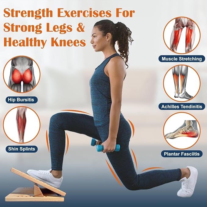 KIJO Studio Professional Wooden Calf Stretcher Slant Board 500 lbs Weight Capacity 16-Angle Adjustable Incline Calf Stretch Slant Board for Calf Stretching Exercise Squat & Physical Therapy