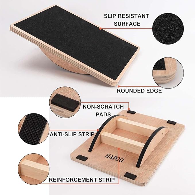 Wooden Wobble Board for Adults - Anti-Slip Balance Board for Stand-Desk Core Strength Therapy