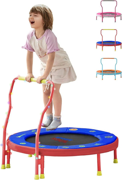 SPORTSOUL Mini Trampoline for Kids 3-6 with Super Safe Foam Handle Bar, 3ft Toddler Trampoline Indoor with No-Gap Cover for Indoor and Outdoor