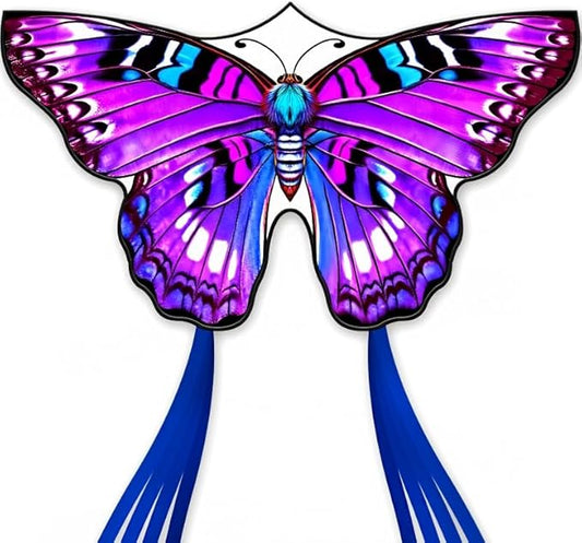 Butterfly Kites for Kids & Adults, 55" x 27" Easy to Fly for Beginners, Dreamy Purple Kite with 328