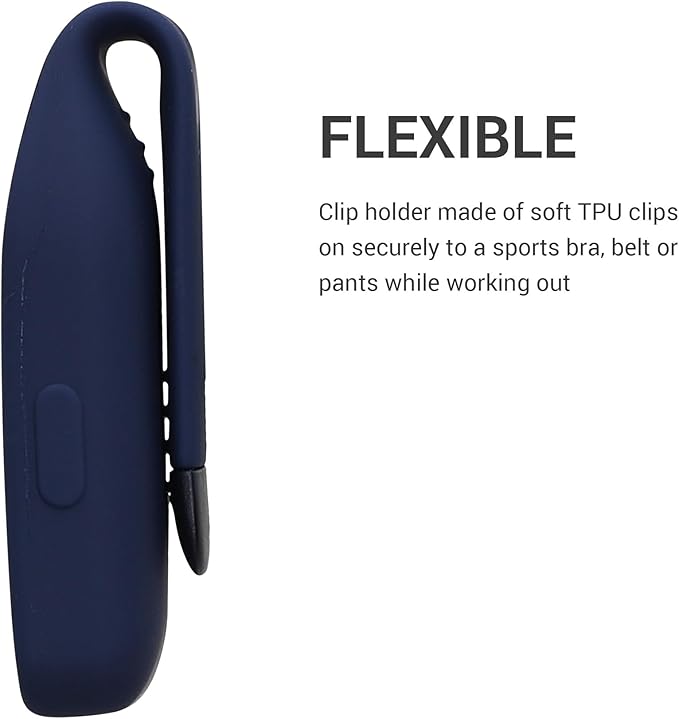 kwmobile 2X Clip Holders Compatible with Huawei Band 10/9 / 8 - Clip-On Holder Replacement Set - Dark Blue/Orange