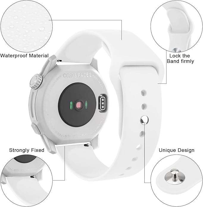 Amzpas Silicone Band for Coros PACE 2/ APEX 42mm/ APEX 2, 20mm Quick-Release Replacement Wristband Sport Strap for Men Women