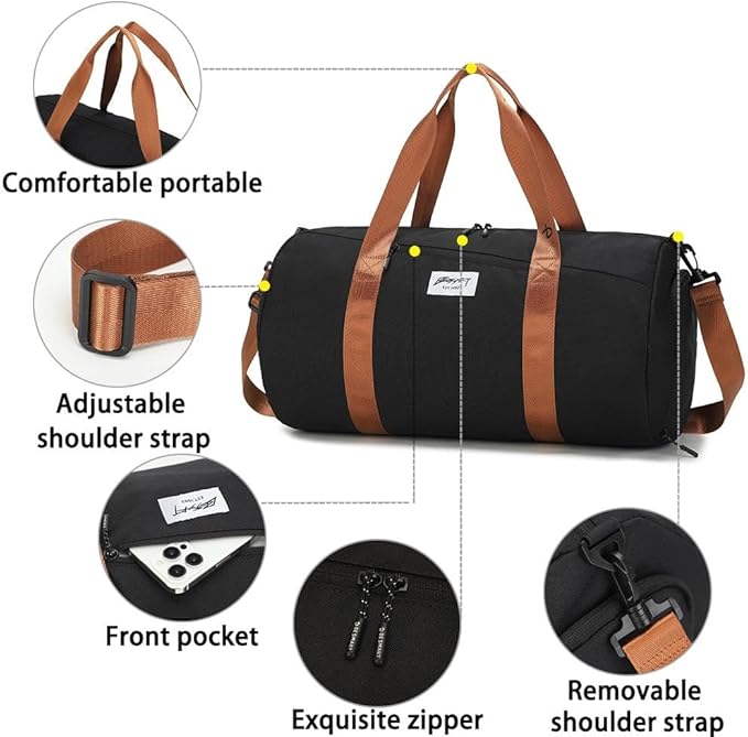 BE SMART Waterproof Mens Gym Bag with Shoe Compartment, Duffle Bags with Wet Pocket for Men, Lightweight Large Sport Duffel Option for Overnight Weekender, Fitness, Swim, Boxing,Travel