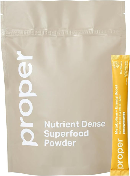 Proper, The Yellows Metabolism and Energy Boost, Sugar Free Energy Drink Powder with 100mg