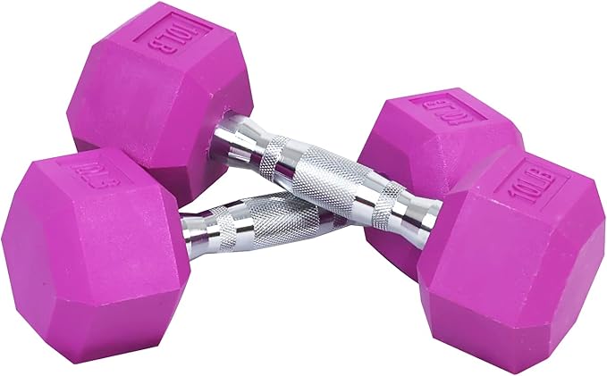 Colored Rubber Coated Hex Dumbbell Weight Set,Multiple Packages