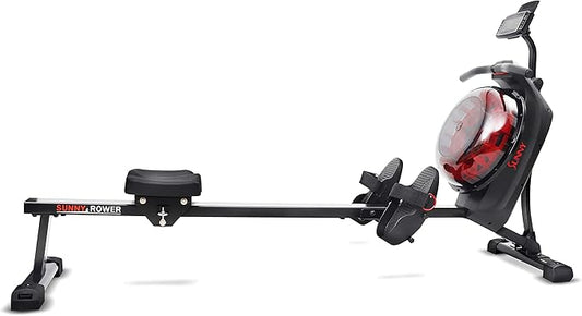 Sunny Health & Fitness Elite Water Rowing Machine with High Dynamic Resistance Vertical Tank, Low-Impact Full-Body Workout and Optional Free SunnyFit App Connectivity
