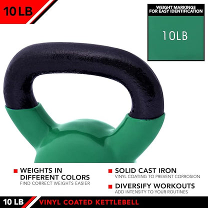 JFIT Kettlebell Weights Vinyl Coated Iron, 10 LB