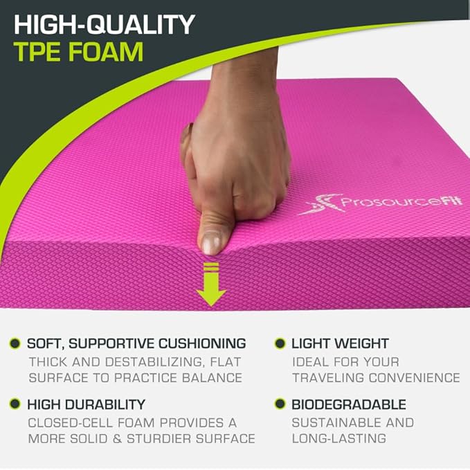 ProsourceFit Exercise Balance Pad – Non-Slip Cushioned Foam Mat & Knee Pad for Fitness and Stability Training, Yoga, Physical Therapy