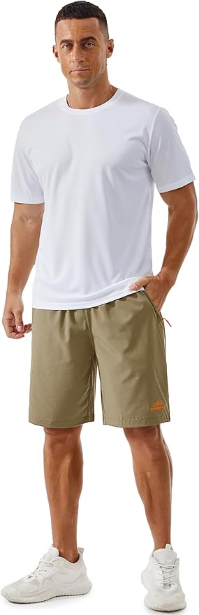 TACVASEN Men's Running Athletic Shorts 9" Quick Dry Workout Gym Shorts Lightweight Summer Shorts 3 Zipper Pockets