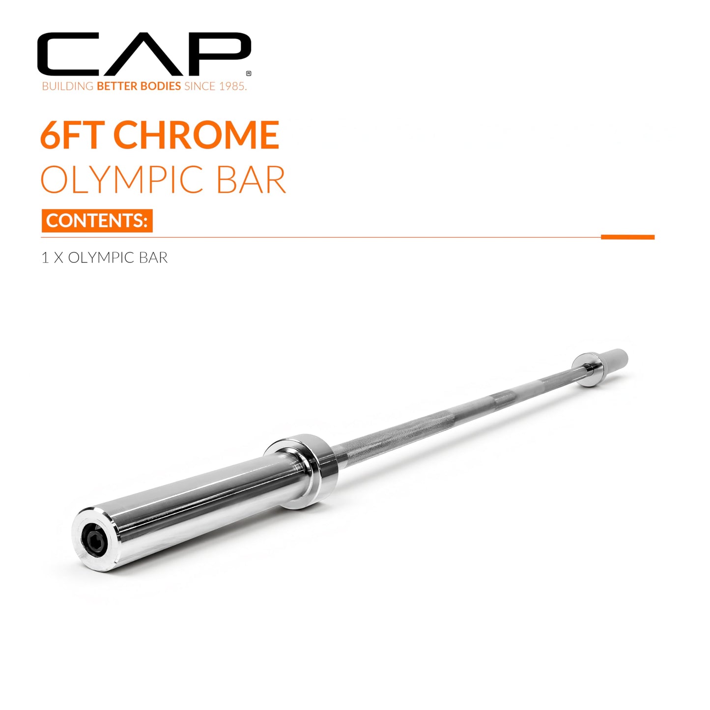 CAP 28lb 6ft Olympic Barbell, Chrome, Strength Training