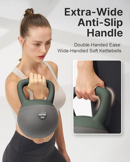 YOTTOY Soft Kettlebell, Set for Strength Training Kettlebells & Home Workouts, Soft-Sided Cushioned Base, Wide-Handle - Ideal for Men, Women, & Beginners