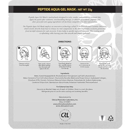 Clinical Resolution Peptide Aqua Gel Mask Instant Hydration, Soothing, Cooling Post-Treatment & Microneedling Relief, 10 Single-Use Masks (2 Boxes, 5 per Box)
