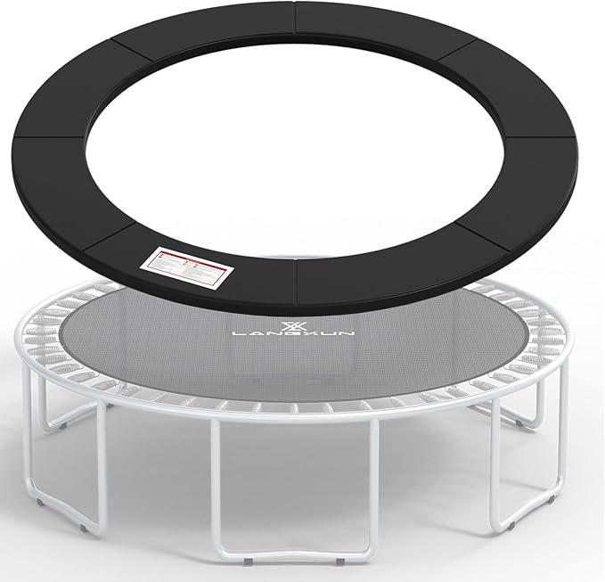 LANGXUN Universal Trampoline Repalcement Safety Pad, 8ft 10ft 12ft 14ft 15ft 16ft Waterproof Surround Spring Foam Cover for Round Frame