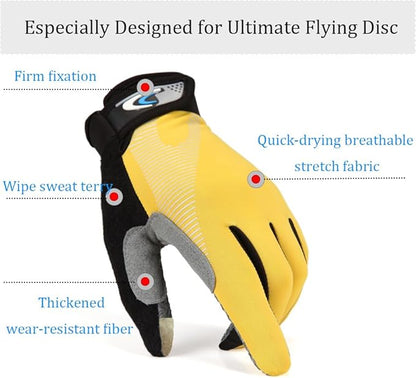 Ultimate Flying disc Gloves Ultimate Grip and Disc Gloves Breathable Non-Slip Sport Cycling Golf Glove, Improve Throws & Catches 1 Pair
