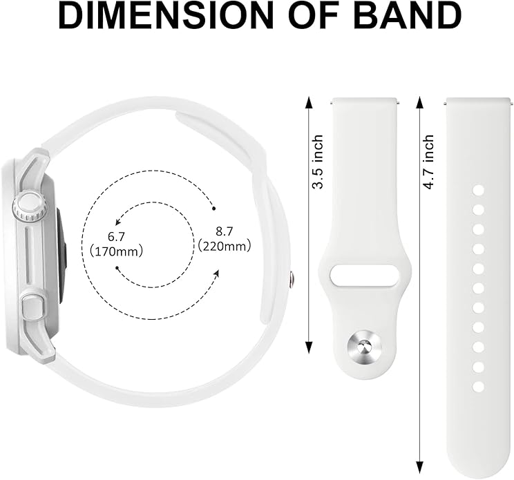 Amzpas Silicone Band for Coros PACE 2/ APEX 42mm/ APEX 2, 20mm Quick-Release Replacement Wristband Sport Strap for Men Women